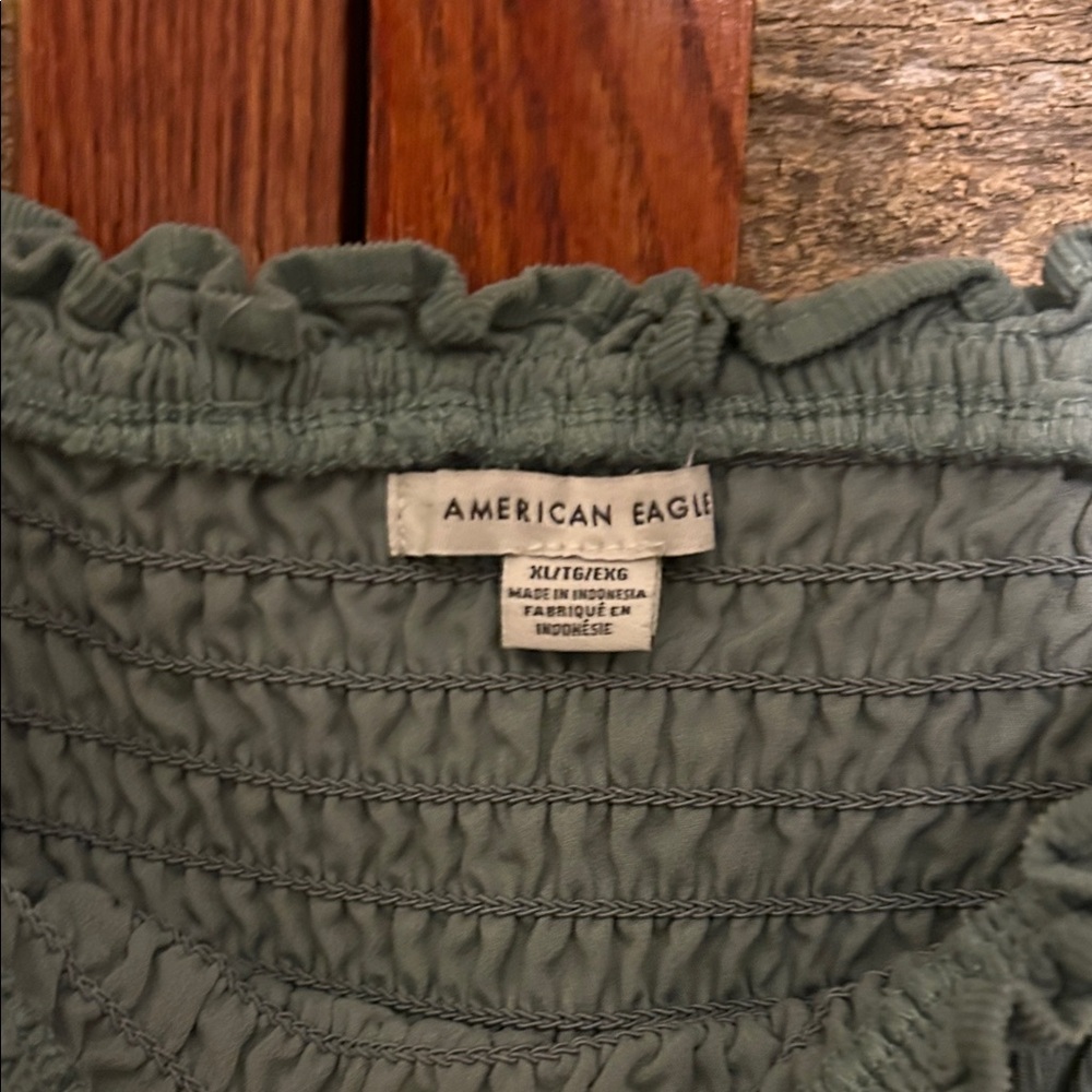 American Eagle Outfitters Women’s Green Long Sleeve Smocked Corduroy Dress Sz XL - Picture 4 of 12